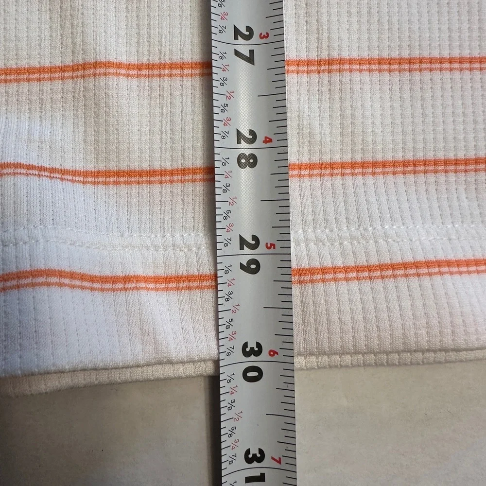 Nike Golf Size‎ Large Polo Shirt Textured Knit White Orange Striped Short Sleeve